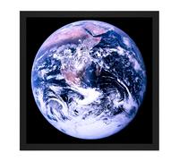 Artery8 Wall Art Print Space NASA Earth Apollo 17 Blue Marble Photograph Square Framed Picture 16X16 Inch in Black | Size: W16" x H16" Artery8 Black W16" x H16"