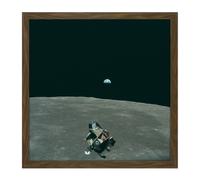 Artery8 Wall Art Print Space NASA Earth Moon Lunar Module Mars Photo Square Framed Picture 16X16 Inch in Brown | Size: W16" x H16" Artery8 Brown W16" x H16"