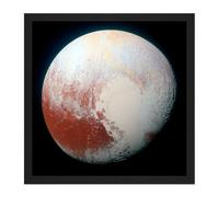 Artery8 Wall Art Print Space NASA LORRI Dwarf Planet Pluto Enhanced Photo Square Framed Picture 16X16 Inch in Black | Size: W16" x H16" Artery8 Black W16" x H16"