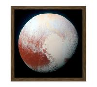 Artery8 Wall Art Print Space NASA LORRI Dwarf Planet Pluto Enhanced Photo Square Framed Picture 16X16 Inch in Brown | Size: W16" x H16" Artery8 Brown W16" x H16"