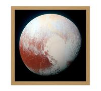 Artery8 Wall Art Print Space NASA LORRI Dwarf Planet Pluto Enhanced Photo Square Framed Picture 16X16 Inch in Light Oak | Size: W16" x H16" Artery8 Light Oak W16" x H16"
