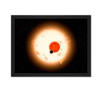 Space NASA Planet Kepler-16 Red Dwarf Star Illustration Artwork Framed Wall Art Print 18X24 Inch