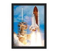 Artery8 Wall Art Print Space NASA Shuttle Discovery Rocket Launch Photo Large Framed Wall Décor Art in Black | Size: W18" x H24" Artery8 Black W18" x H24"