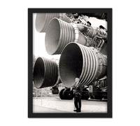 Artery8 Wall Art Print Space NASA Von Braun Saturn V F-1 Rocket Thrusters Photo Large Framed Wall Décor Art in White | Size: W18" x H24" Artery8 White W18" x H24"