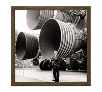 Artery8 Wall Art Print Space NASA Von Braun Saturn V F-1 Rocket Thrusters Photo Square Framed Picture 16X16 Inch in Brown | Size: W16" x H16" Artery8 Brown W16" x H16"