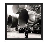 Artery8 Wall Art Print Space NASA Von Braun Saturn V F-1 Rocket Thrusters Photo Square Framed Picture 16X16 Inch in Black | Size: W16" x H16" Artery8 Black W16" x H16"