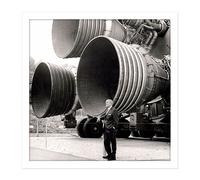 Artery8 Wall Art Print Space NASA Von Braun Saturn V F-1 Rocket Thrusters Photo Square Framed Picture 16X16 Inch in White | Size: W16" x H16" Artery8 White W16" x H16"