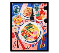 Wall Art Print Spaghetti Pasta Night Henri Matisse Style Painting Framed Artery8 Multi A4
