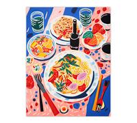 Artery8 Wall Art Print Spaghetti Pasta Night Henri Matisse Style Painting Poster Picture | Size: W12" x H16" Artery8 Multicolor W12" x H16"
