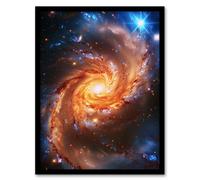 Artery8 Wall Art Print Spiral Galaxy Dust Cloud Stars Space Universe Art Framed Poster in Black | Size: A4 Artery8 Black A4