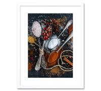 Artery8 Wall Art Print Spoons Spice Seasoning Cooking Framed in White | Size: W7" x H9" Artery8 White W7" x H9"