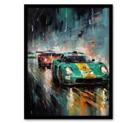 Wall Art Print Sports Car Racing Motorsport Road Race Action Green Red Orange Classic For Him Fan Man Cave Art Framed Artery8 Blue A4