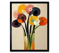 Wee Blue Coo Spring Flowers Floral Bouquet Abstract Vase Boho Art Print Framed Poster Wall Decor 12x16 inch