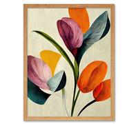 Wee Blue Coo Spring Flowers Floral Bouquet Bold Abstract Boho Coral Mustard Art Print Framed Poster Wall Decor 12x16 inch