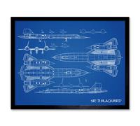 Artery8 Wall Art Print SR-71 Blackbird Habu Us Aircraft Spy Plane Blue Plan Art Framed | Size: W12" x H16" Artery8 Blue W12" x H16"