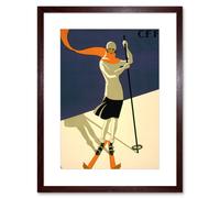 Artery8 Wall Art Print St Croix Switzerland Alpine Ski Artwork Framed 9X7 Inch in Brown | Size: W7" x H9" Artery8 Brown W7" x H9"