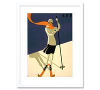 Artery8 Wall Art Print St Croix Switzerland Alpine Ski Artwork Framed 9X7 Inch in White | Size: W7" x H9" Artery8 White W7" x H9"