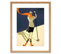 Artery8 Wall Art Print St Croix Switzerland Alpine Skiing Artwork Framed 9X7 Inch in Beige | Size: W7" x H9" Artery8 Beige W7" x H9"