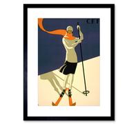 Artery8 Wall Art Print St Croix Switzerland Alpine Skiing Artwork Framed 9X7 Inch in Black | Size: W7" x H9" Artery8 Black W7" x H9"