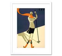 Artery8 Wall Art Print St Croix Switzerland Alpine Skiing Artwork Framed 9X7 Inch in White | Size: W7" x H9" Artery8 White W7" x H9"