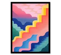 Artery8 Wall Art Print Stairway To Heaven Colourful Abstract Risograph Screen Art Framed in Black | Size: W12" x H16" Artery8 Black W12" x H16"