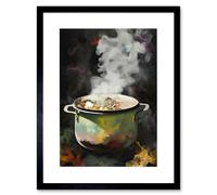 Artery8 Wall Art Print Steam Rising from a Simmering Vegetable Soup Pot Artwork Framed 9X7 Inch in Black | Size: W7" x H9" Artery8 Black W7" x H9"