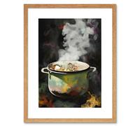 Artery8 Wall Art Print Steam Rising from a Simmering Vegetable Soup Pot Artwork Framed 9X7 Inch in Beige | Size: W7" x H9" Artery8 Beige W7" x H9"