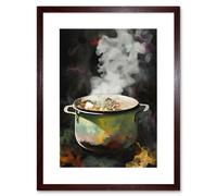 Artery8 Wall Art Print Steam Rising from a Simmering Vegetable Soup Pot Artwork Framed 9X7 Inch in Brown | Size: W7" x H9" Artery8 Brown W7" x H9"