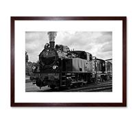 Artery8 Wall Art Print Steam Train Engine Framed in Brown | Size: W7" x H9" Artery8 Brown W7" x H9"