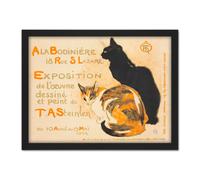 Artery8 Wall Art Print Steinlen Bodiniere Artist's Own Exhibition Cats Advert Large Framed Wall Décor Art in Brown | Size: W18" x H24" Artery8 Brown W18" x H24"