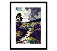Artery8 Wall Art Print Stormy Clouds over Stream Wild Scottish Landscape Artwork Framed 9X7 Inch in Black | Size: W7" x H9" Artery8 Black W7" x H9"