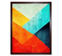 Artery8 Wall Art Print Striking Modern Abstract Bright Bold Colour Blocks Painting Art Framed in Brown | Size: W12" x H16" Artery8 Brown W12" x H16"