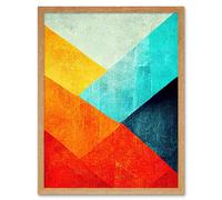 Artery8 Wall Art Print Striking Modern Abstract Bright Bold Colour Blocks Painting Art Framed in Light Oak | Size: W12" x H16" Artery8 Light Oak W12" x H16"