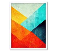 Artery8 Wall Art Print Striking Modern Abstract Bright Bold Colour Blocks Painting Art Framed in White | Size: W12" x H16" Artery8 White W12" x H16"