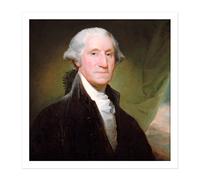 Artery8 Wall Art Print Stuart Portrait President General George Washington Painting Square Framed Picture 16X16 Inch in White | Size: W16" x H16" Artery8 White W16" x H16"
