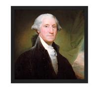 Artery8 Wall Art Print Stuart Portrait President General George Washington Painting Square Framed Picture 16X16 Inch in Black | Size: W16" x H16" Artery8 Black W16" x H16"
