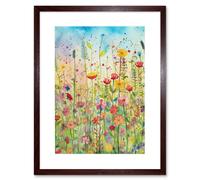 Artery8 Wall Art Print Summer Wild Flower Blossom Meadow Folk Artwork Framed 9X7 Inch in Brown | Size: W7" x H9" Artery8 Brown W7" x H9"