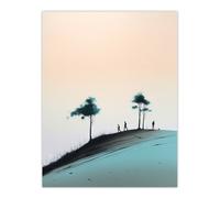 Artery8 Wall Art Print Sunday Sunset By Amy Denver Minimalist Soft Pastel Greens Aqua Dusk Minimalism Simple Modern Artwork Poster | Size: W24" x H32" Artery8 Multicolor W24" x H32"