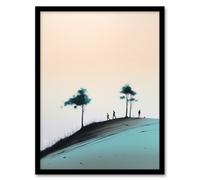 Artery8 Wall Art Print Sunday Sunset By Amy Denver Minimalist Soft Pastel Greens Aqua Dusk Minimalism Simple Modern Artwork Art Framed Artery8 Multicolor W12" x H16"