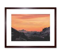 Artery8 Wall Art Print Sunrise Snowy Mountains Framed in Brown | Size: W7" x H9" Artery8 Brown W7" x H9"
