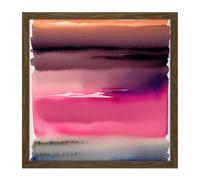 Artery8 Wall Art Print Sunset Lake Abstract Watercolour Soft Gradient Square Framed Picture 16X16 Inch in Brown | Size: W16" x H16" Artery8 Brown W16" x H16"