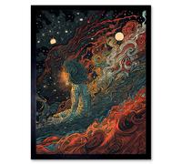 Artery8 Wall Art Print Supernova Cosmic Deity Concept Art Art Framed in Black | Size: W12" x H16" Artery8 Black W12" x H16"