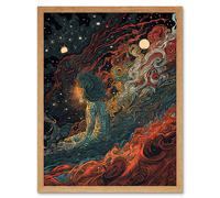 Artery8 Wall Art Print Supernova Cosmic Deity Concept Art Art Framed in Light Oak | Size: W12" x H16" Artery8 Light Oak W12" x H16"