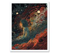 Artery8 Wall Art Print Supernova Cosmic Deity Concept Art Art Framed in White | Size: W12" x H16" Artery8 White W12" x H16"