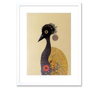 Artery8 Wall Art Print Surreal Abstract Ostrich Emu Klimt Style Painting Artwork Framed 9X7 Inch in White | Size: W7" x H9" Artery8 White W7" x H9"