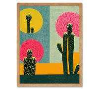 Artery8 Wall Art Print Surreal Pop Art Cholla Desert Cactus Art Framed in Light Oak | Size: W12" x H16" Artery8 Light Oak W12" x H16"
