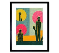 Artery8 Wall Art Print Surreal Pop Art Cholla Desert Cactus Artwork Framed 9X7 Inch