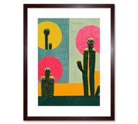 Artery8 Wall Art Print Surreal Pop Art Cholla Desert Cactus Artwork Framed 9X7 Inch in Brown | Size: W7" x H9" Artery8 Brown W7" x H9"