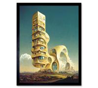 Artery8 Wall Art Print Surrealism Modern Architecture Palace Art Framed in Black | Size: W12" x H16" Artery8 Black W12" x H16"