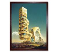 Artery8 Wall Art Print Surrealism Modern Architecture Palace Art Framed in Brown | Size: W12" x H16" Artery8 Brown W12" x H16"